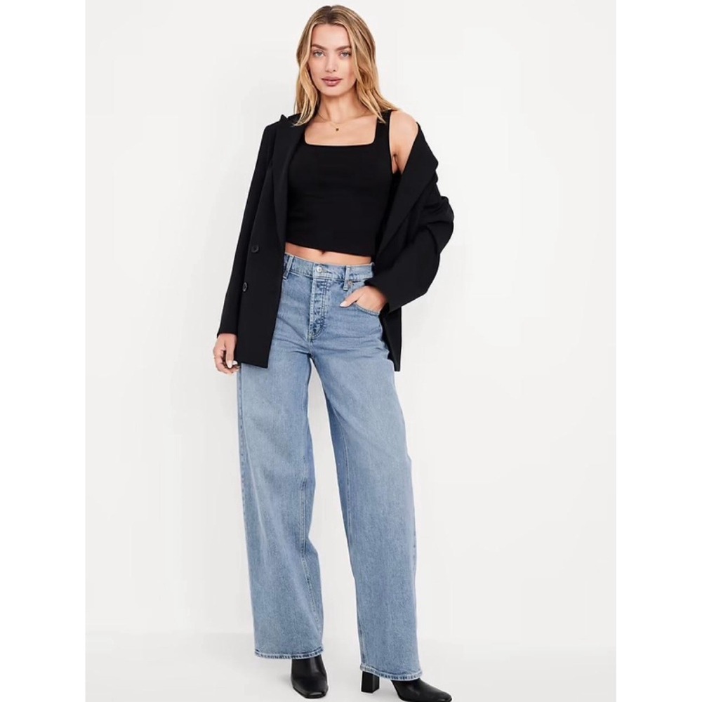 Old Navy The Slouchy Wide Leg Jeans Denim Light Wash 18 Mid-Rise Distressed
